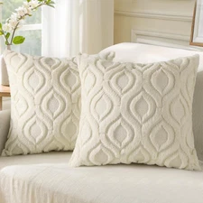decorUhome Throw Pillow Covers 18x18 Inch Set of 18" x (Pack 2), Beige 