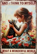 Cat Metal Wall Sign 12" x 8"