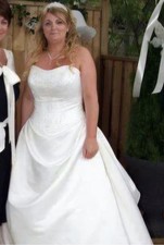 Ivory 2 Piece Wedding Dress , Size 14 , Beaded Bodice And Plain A Line Skirt