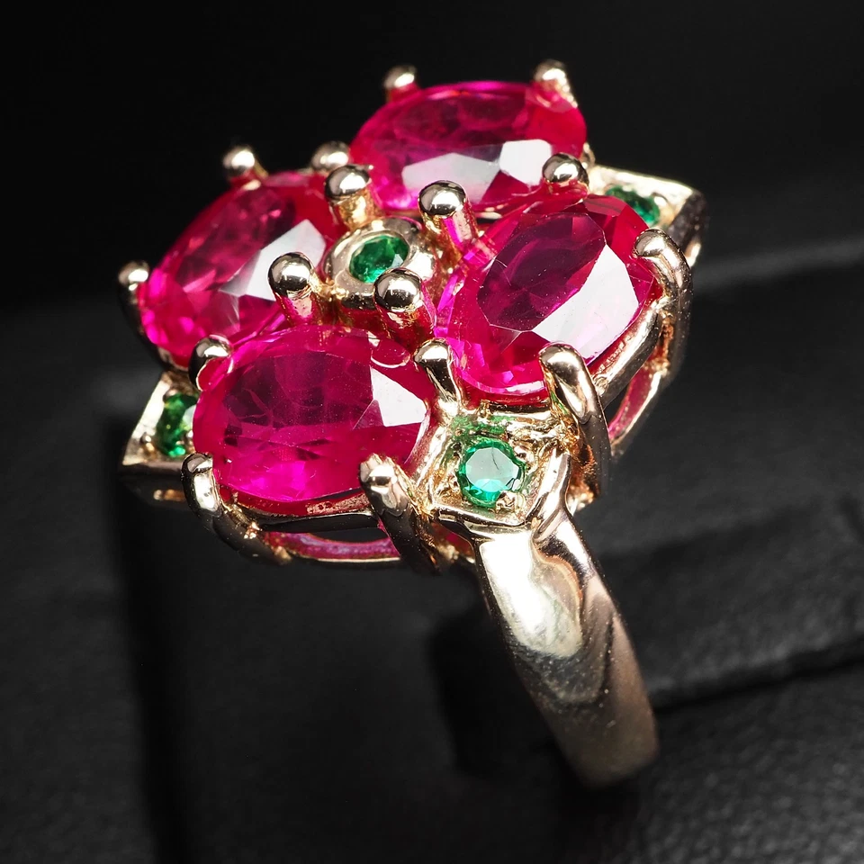 Luxurious Blood Red Ruby Oval 5.90Ct 925 Sterling Silver Rose Gold Rings Size 6 Foto 4 de 4