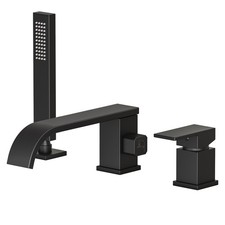 Deck Mount Waterfall Tub Faucet with Hand Shower,3 Hole Bathtub Faucet Set Hi...