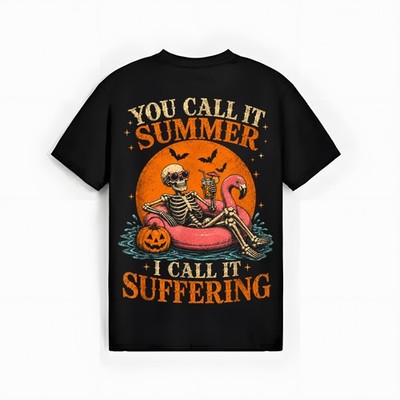 You Call It Summer I Call It Suffering Coffin Skeleton Art T-Shirt