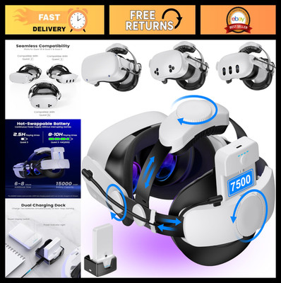 Adjustable VR Head Strap with 15000mAh Hot-Swap Battery for Meta Quest 2/3 - Eli