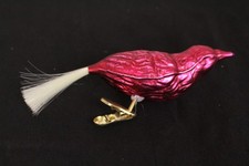 Vogel Bird Pink gro&szlig; 16cm Weihnachtsschmuck Lauscha Germany Christmas X-Mas Q56