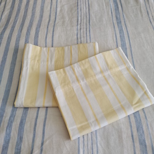 Set Of 2 Vtg Pottery Barn Kids Yellow Spring Stripe Window Valance 44” X 18” EUC
