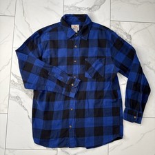 Field And Stream Blue Plaid Flannel Mens Size L Button Up Long Sleeve Shirt