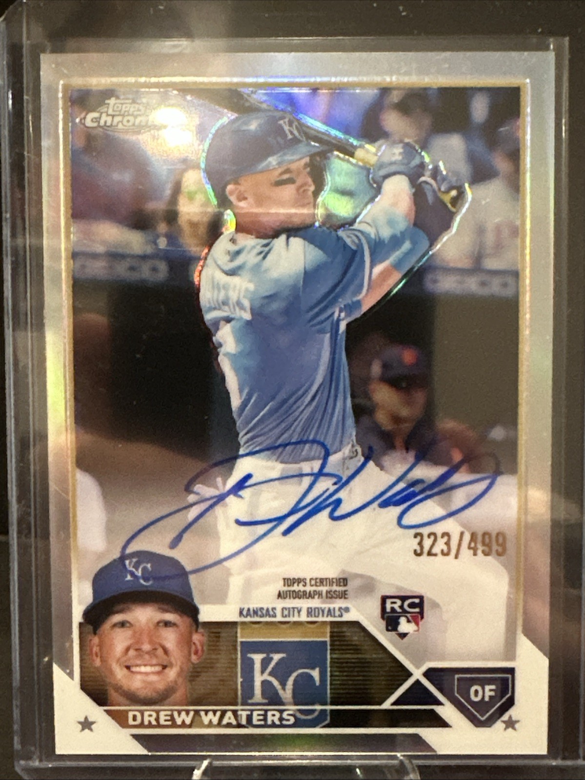 2023 Topps Chrome - Rookie Autographs Drew Waters #RA-DW Refractor /499 (AU, RC)