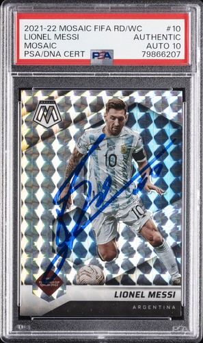 PANINI MOSAIC FIFA ROAD TO WORLD CUP MOSAIC LIONEL MESSI PSA AUTHENTIC AUTO 10