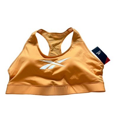 Reebok Lux Vector Racer Sports Bra Peach Fuzz Orange 3X IM3635 Medium Impact NEW