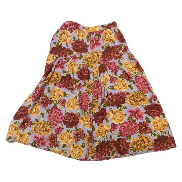Auguste Skirt Womens 10 Red Floral Midi Tiered A-line Elastic Waist summer 10