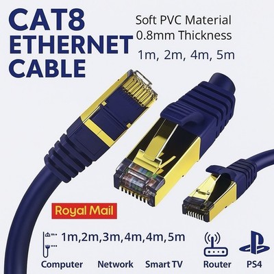 Ethernet Kabel RJ45 Cat8 40GBPS Netzwerk Gold Super Schnell LAN Leitung SSTP Patchkabel