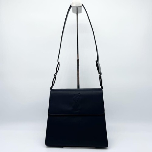 Yves Saint Laurent YSL Logo Embossed Shoulder Handbag Nylon Leather Navy Blue - Bild 13 von 24