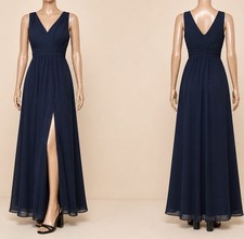 Lulus Thoughts of Hue Surplice Maxi Dress Womens Medium Navy Blue Fully Lined