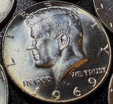 40% SILVER, 1969-D KENNEDY HALF DOLLAR