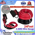 24 FT Quick Disconnect Winch Power Cable, 4 Gauge 4 AWG Wiring for Winch Trailer