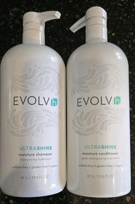 EVOLVh Vegan Ultra Shine Moisture Shampoo & Conditioner Set | 33.8 fl oz Each