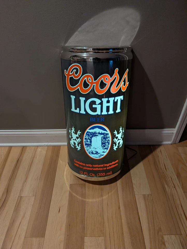 Vintage 27x14 Coors Light Beer Can Lighted Sign Silver Bullet Waterfall - Image 2 of 4