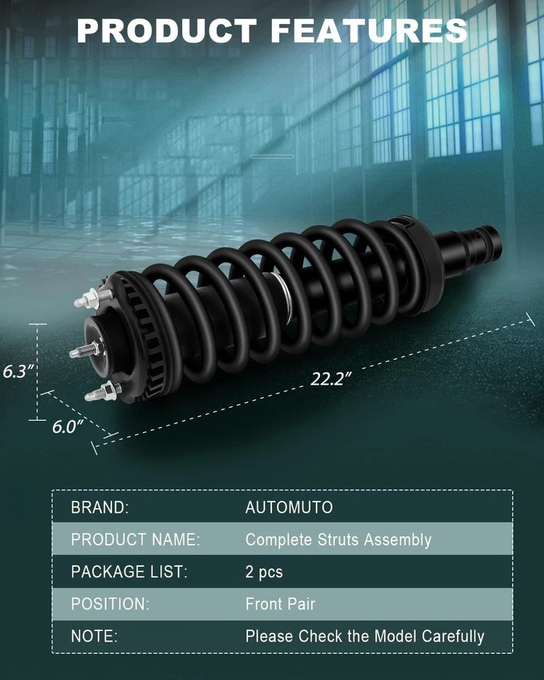 Conjunto de resorte de amortiguador de puntales delanteros de 2 piezas 171341 para Envoy Ranier Trailblazer Foto 3 de 4