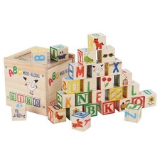 ABC Wooden Building Blocks ABC Learning Baby Blocks for Boys Girls Kids Gifts #F