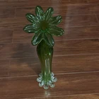 Vintage 1970's Murano Hand Blown Green Glass Gardenia Vase Italy 18”