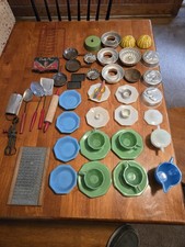 Vintage Akro Agate Childs Dishes  Doll House Miniature Utensils. Miniature...