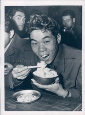 1951 Military Trainee Camp Kurihama Rice Vegetables Uniform Reservists Photo