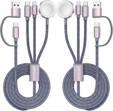 2Pack Upgraded 3 in 2 USB C Cable for Apple Watch Charger iPhone Charger USB ...
