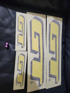 GT bmx Bicycle Decal Sticker Set (4pc), Yellowblue, with gt valve caps
