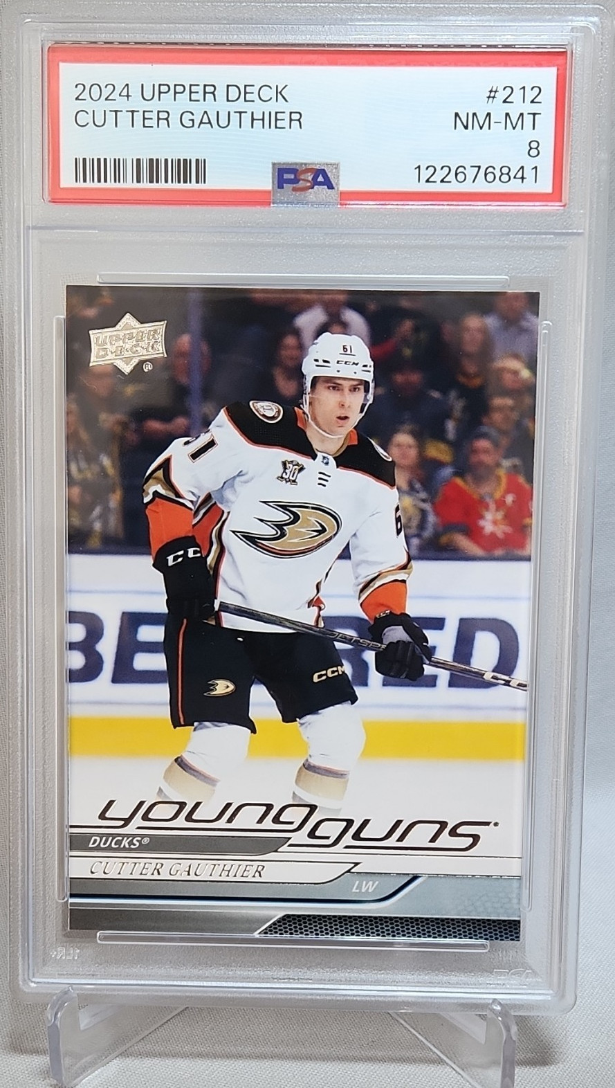 Upper Deck 2024-25 Series 1 Young Guns Rookie Cutter Gauthier Ducks #212 PSA 8