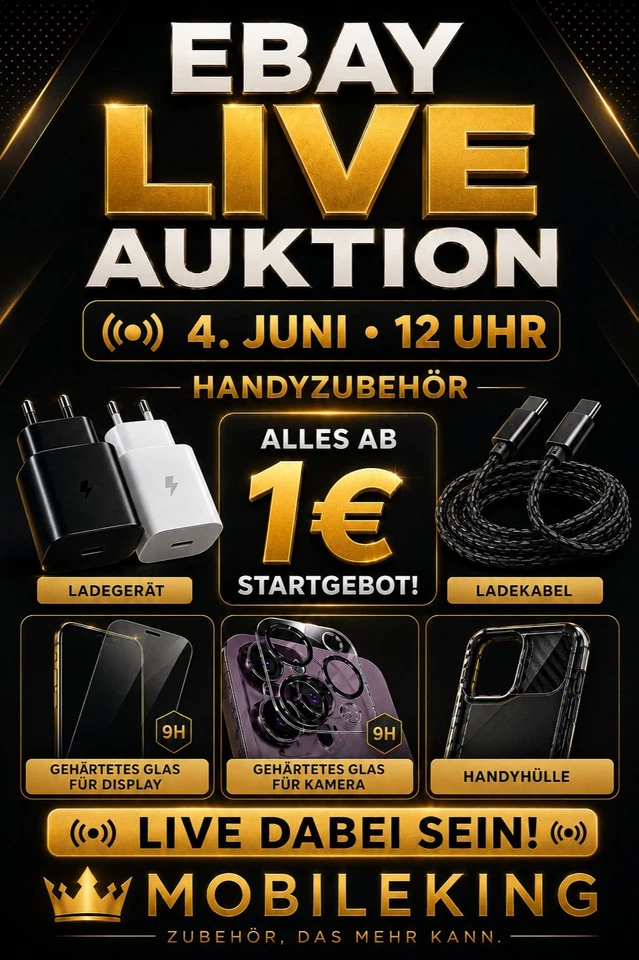 Alles ab 1€ live Auktionen: iPhone,  Samsung, Huawei, Xiaomi Handyzubehör