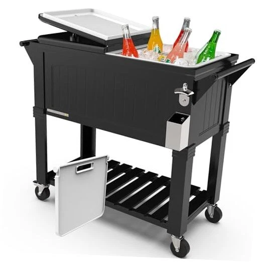 Party Cooler with Divider, Spacious 80-Qt Capacity, 80-Qt with Divider Black