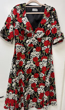 Vintage Get Cutie Co Skulls & Roses Dress Halloween/Goth/Fancy Dress/Party 12