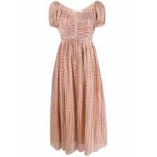 Tory Burch Floral Pleated Puff Sleeve Maxi Dress With Slip Peach Purple Size 6