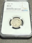 1926 Buffalo Nickel 5C Ngc MS63 Original Solid Straight Grade