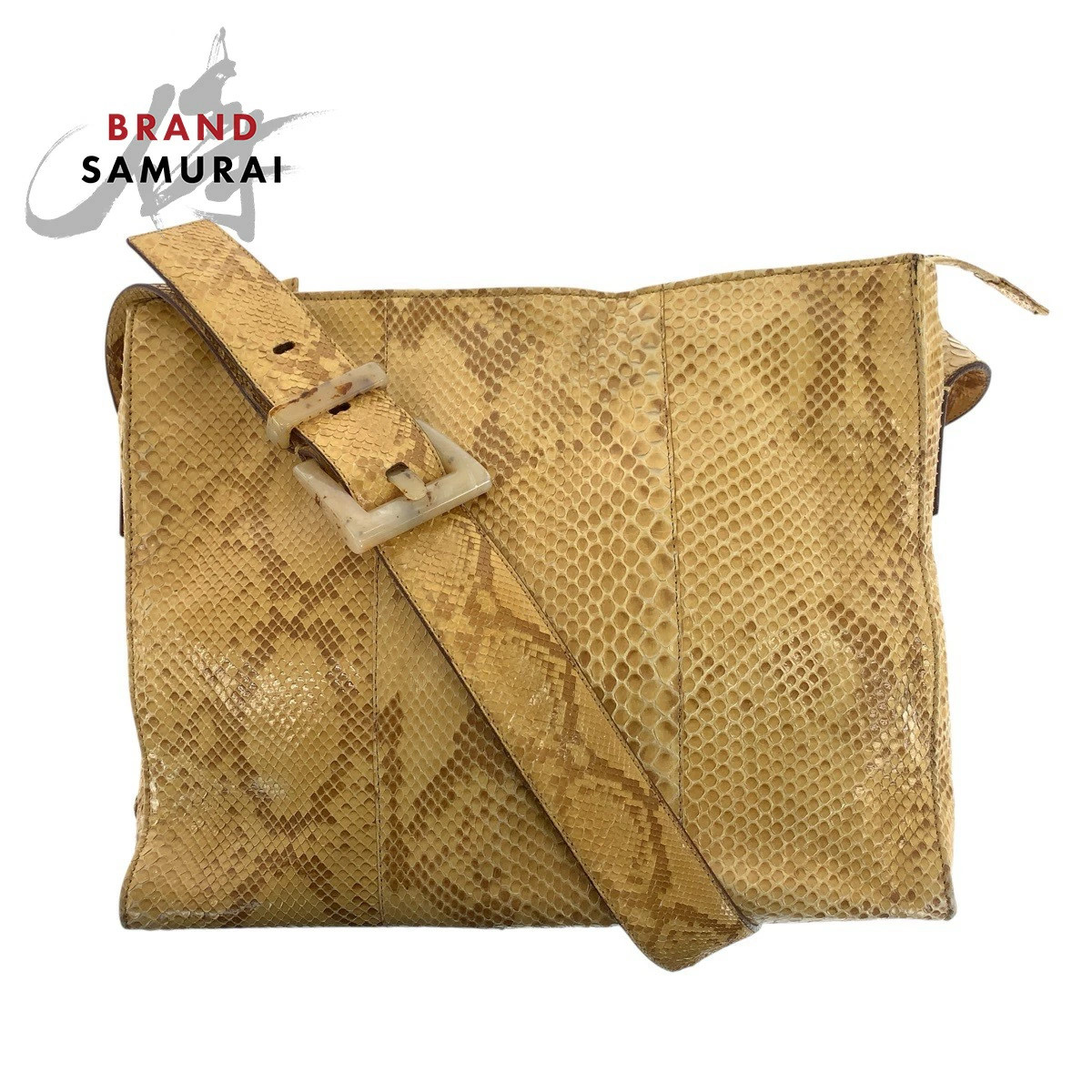 Prada Triangular Logo Plate Beige Silver Hardware… - image 1