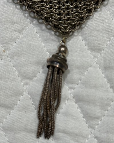 Antique German 1920's VINTAGE Silver Mesh Purse Unique Design W/Tassel and Lined - Picture 7 of 7
