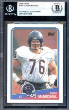 Steve McMichael Beckett BAS Vintage Signed 1988 Topps Autograph Bears