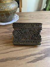 Vintage Wooden Hand Carved Textile Printing Fabric Block Stamp Floral Paisley