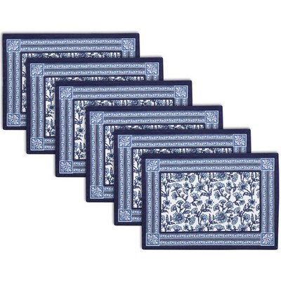 Dining Table Mats Set of 6 | Indigo-02 Block Printed Cotton Canvas Placemat - 18