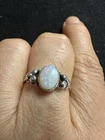 Vintage STG Mark Sterling Silver Nature Fiery Opal  Ring -UK Size Q