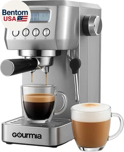 Slim Espresso Machine – 20-Bar Pump, LCD Display, Milk Frother, Adjustable Tempe