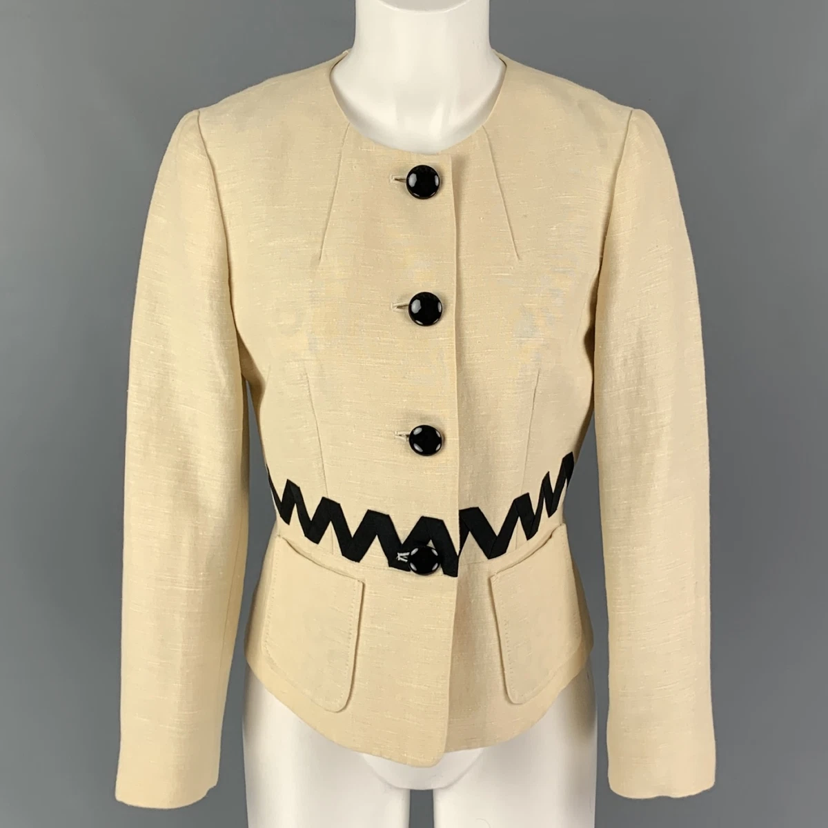 Cream collarless shop jacket