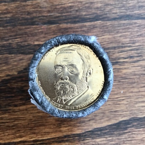 2012 D Benjamin Harrison Unopened 25 Coin Mint Roll Presidential Gold Dollar - Picture 2 of 2