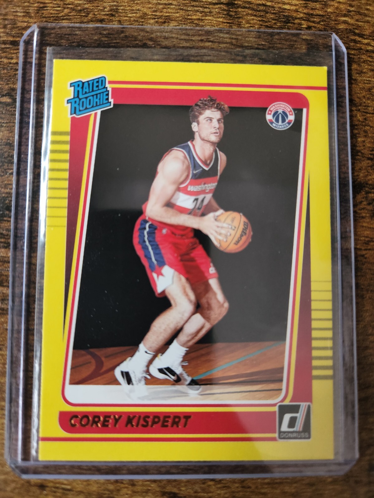 2021-22 Donruss Corey Kispert Rated Rookie Yellow Flood Parallel #233 Wizards