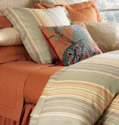 Sferra Blake Euro Sham 600TC Egyptian Cotton/Linen Jacquard Stripes Italy New
