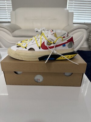 Size 9.5 - Nike Off-White x Blazer Low White University Red