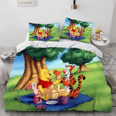 Pooh &Friends Bettwäsche Set 05 Kissenbezüge 80x80 Anpassbar Bettbezug 135x200