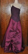 Vintage Cassandra Stone 2 Pc Beaded One Shoulder Rose Wine Formal Gown Shawl