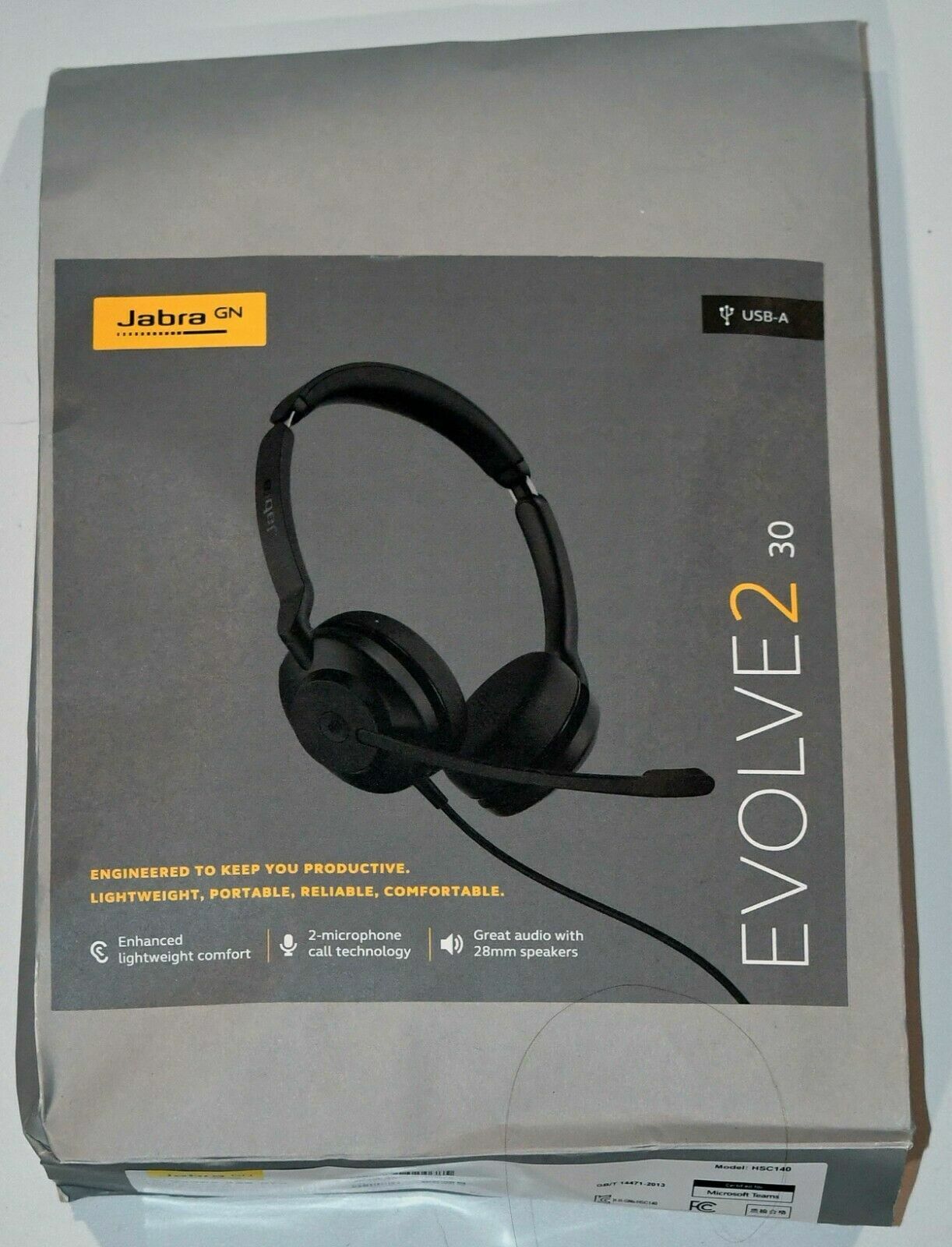 Jabra Evolve2 30 MS 2 Built-in Microphones Wired Headset - Black 