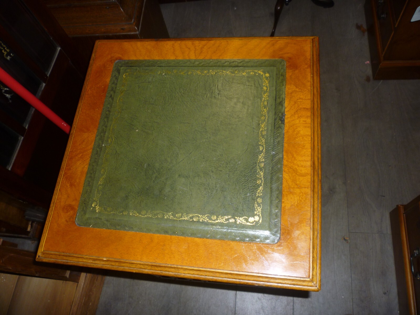 Vintage Leather Top Yew Wood Revolving Bookcase eBay